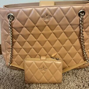 Kate Spade Carey Quilted Tote and wallet combo - like new!